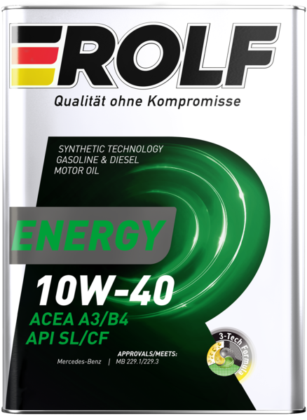 Масло моторное полусинтетическое ROLF Energy SAE 10W-40 API SL/CF, A3/B4  Акция 4+1